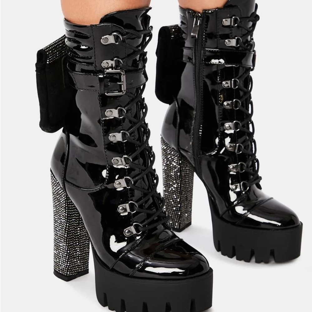 Azalea Wang Savannah Patent Leather Platform Boots